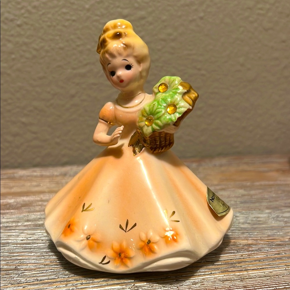 Vintage Ceramic Figurine with Flowers